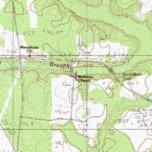 Topographic Map of Williams Chapel Baptist Church, SC