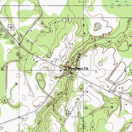 Topographic Map of Woodlawn Cemetery, SC