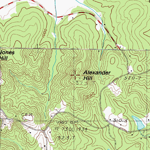 Topographic Map of Alexander Hill, SC