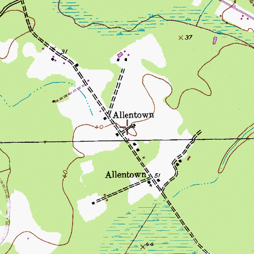Topographic Map of Allentown, SC