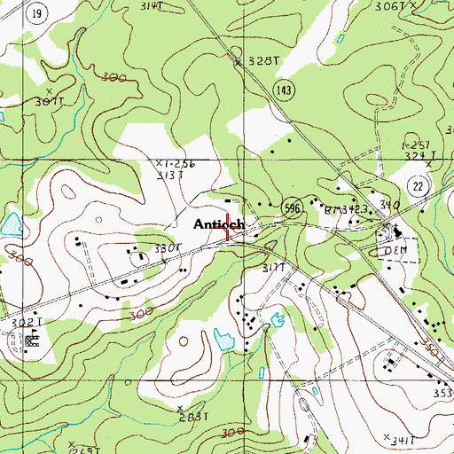 Topographic Map of Antioch, SC