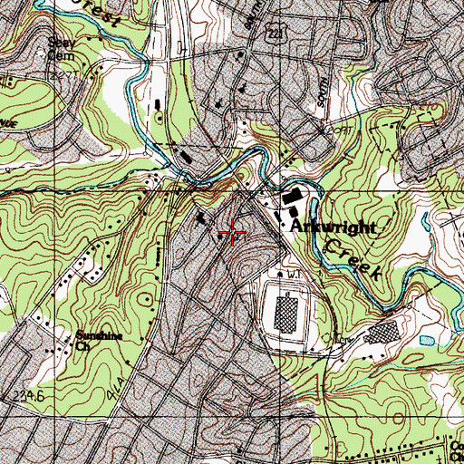 Topographic Map of Arkwright, SC