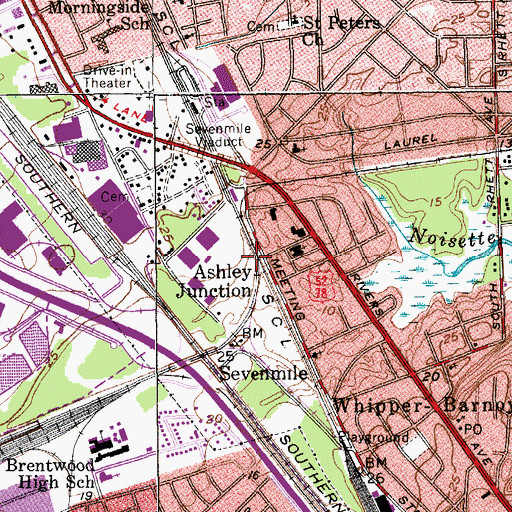 Topographic Map of Ashley Junction, SC