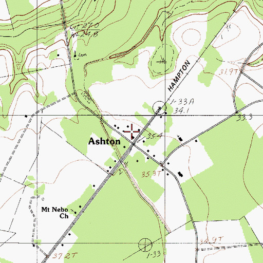 Topographic Map of Ashton, SC