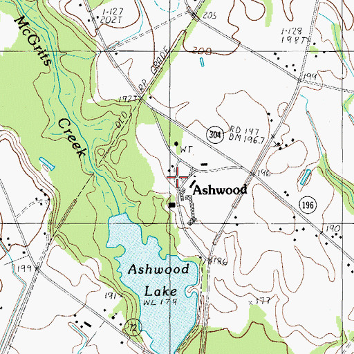 Topographic Map of Ashwood, SC