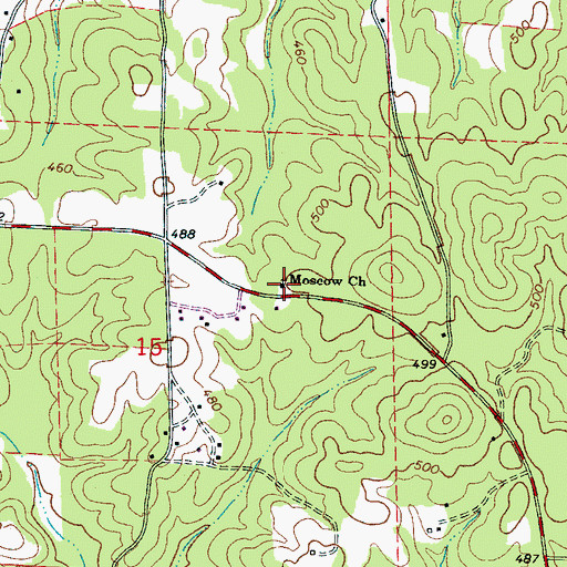 Topographic Map of Moscow Church, AL