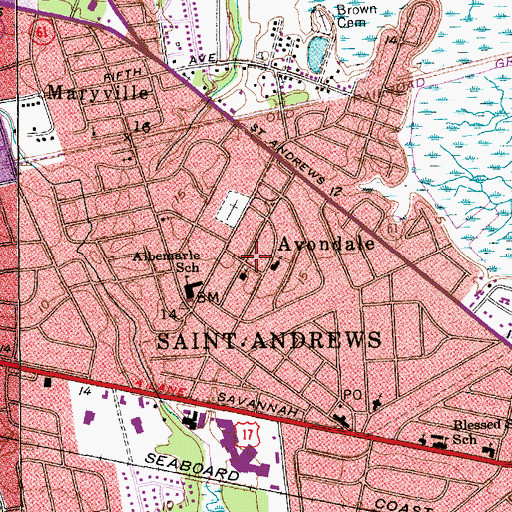 Topographic Map of Avondale, SC