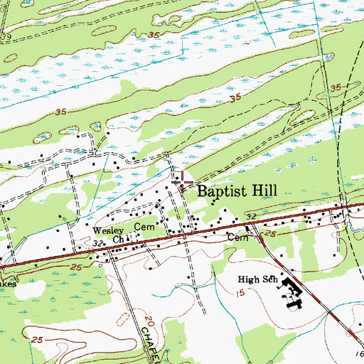 Topographic Map of Baptist Hill, SC