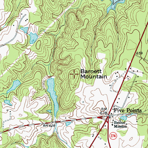 Topographic Map of Barnett Mountain, SC