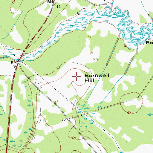 Topographic Map of Barnwell Hill, SC
