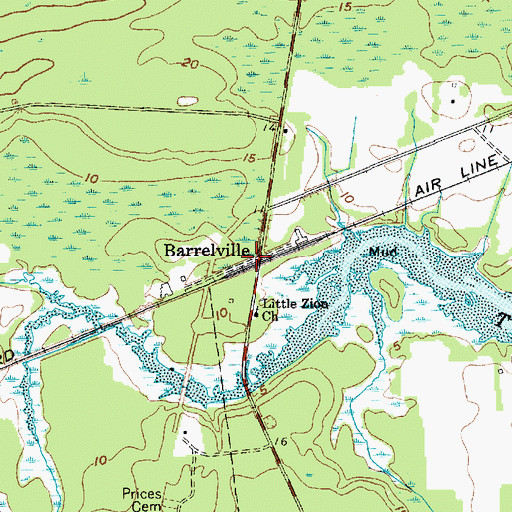 Topographic Map of Barrelville, SC