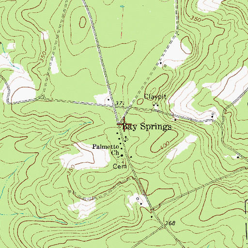 Topographic Map of Bay Springs, SC