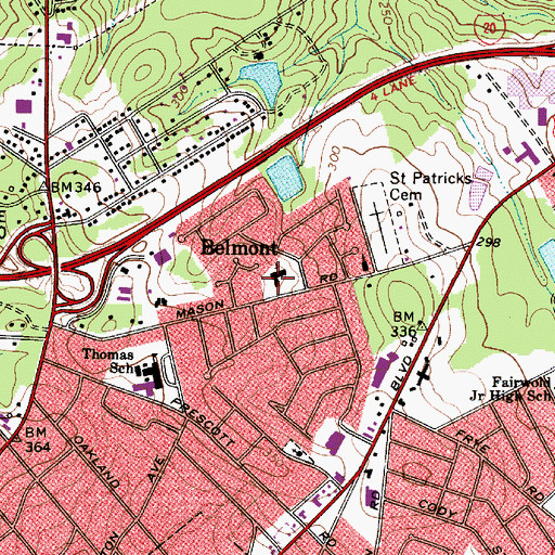 Topographic Map of Belmont, SC
