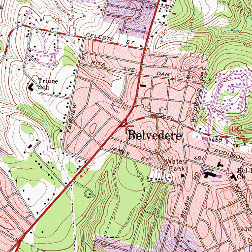 Topographic Map of Belvedere, SC