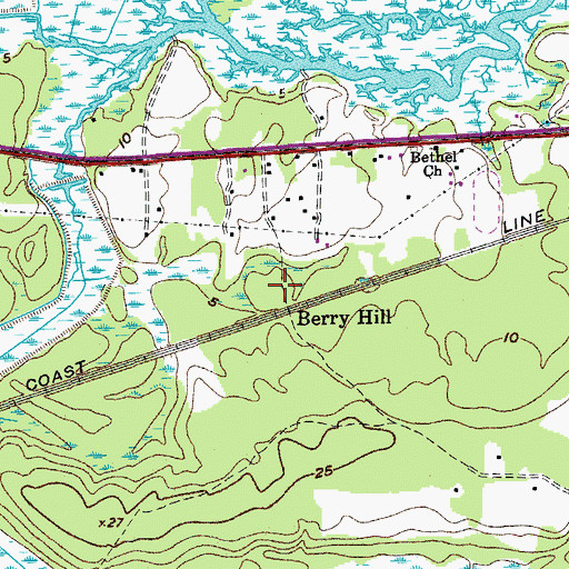 Topographic Map of Berry Hill, SC