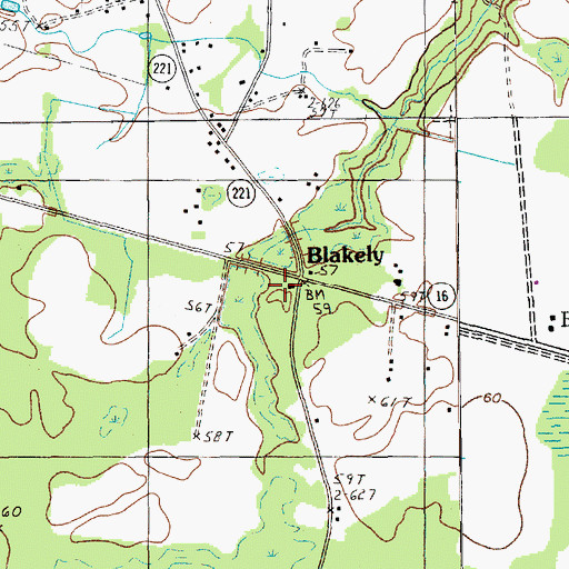 Topographic Map of Blakely, SC