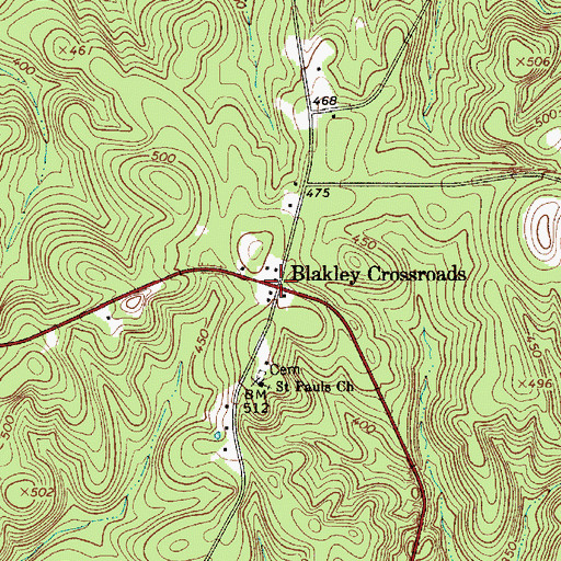 Topographic Map of Blakley Crossroads, SC