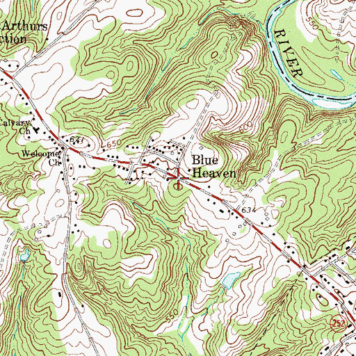 Topographic Map of Blue Heaven, SC