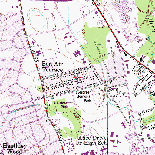 Topographic Map of Bon Air Terrace, SC