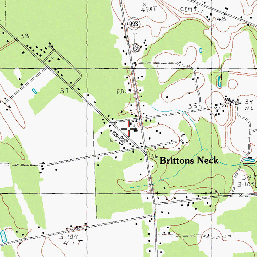 Topographic Map of Brittons Neck, SC