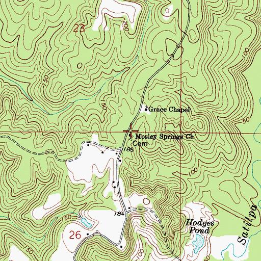 Topographic Map of Mosley Springs Church, AL