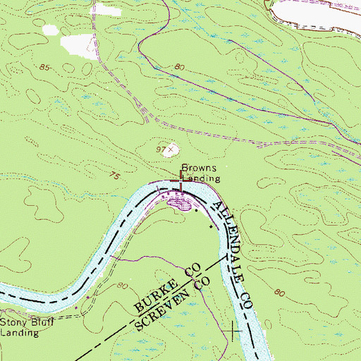 Topographic Map of Browns Landing, SC