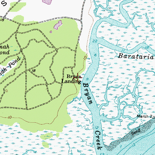 Topographic Map of Bryan Landing, SC