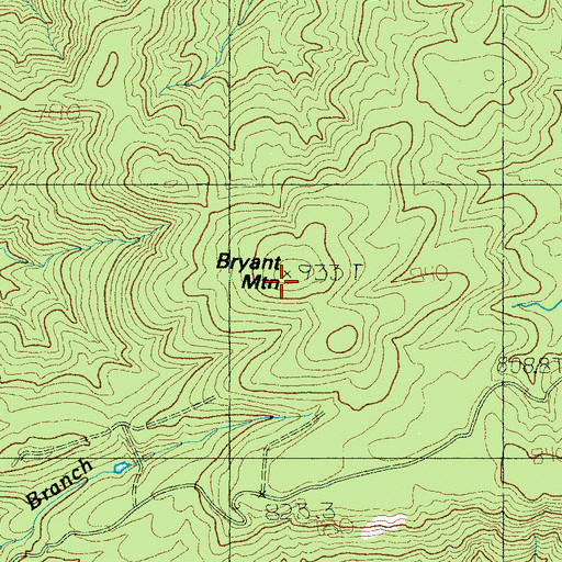 Topographic Map of Bryant Mountain, SC
