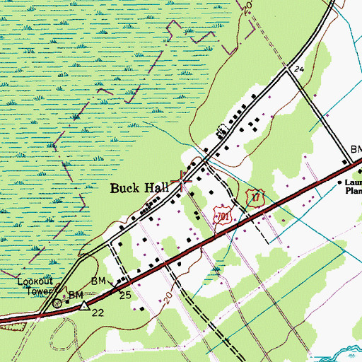 Topographic Map of Buck Hall, SC