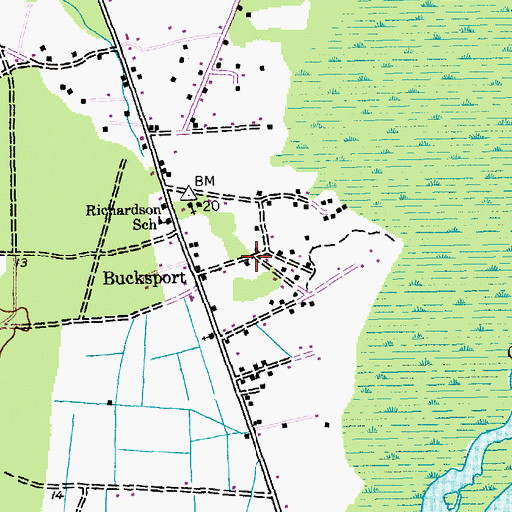 Topographic Map of Bucksport, SC
