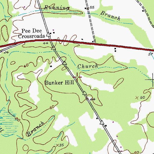 Topographic Map of Bunker Hill, SC