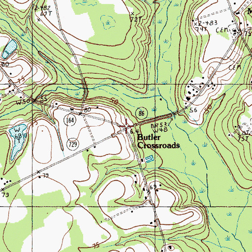 Topographic Map of Butler Crossroads, SC