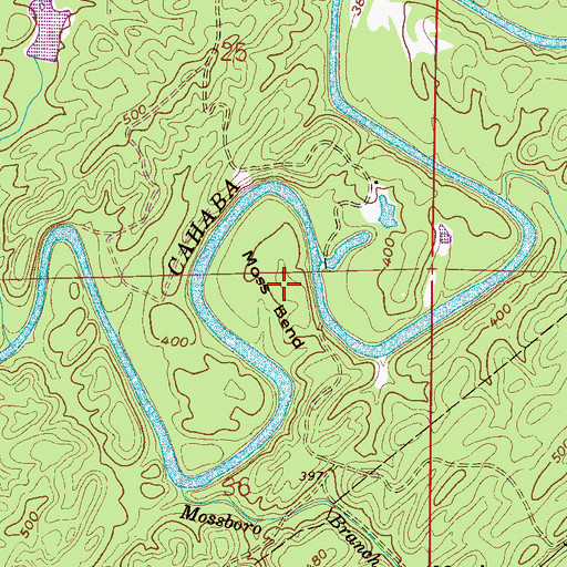 Topographic Map of Moss Bend, AL