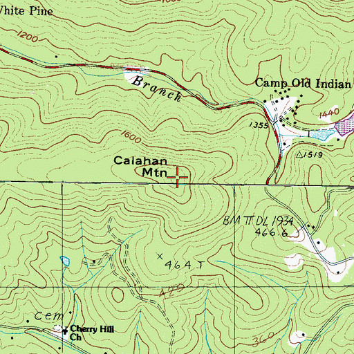Topographic Map of Calahan Mountain, SC