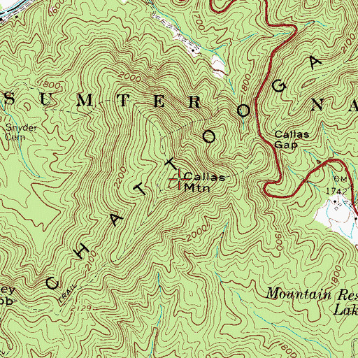Topographic Map of Callas Mountain, SC