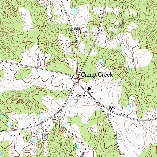 Topographic Map of Camp Creek, SC