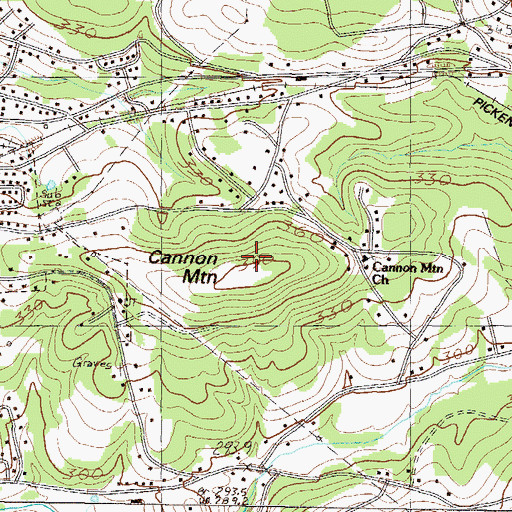 Topographic Map of Cannon Mountain, SC