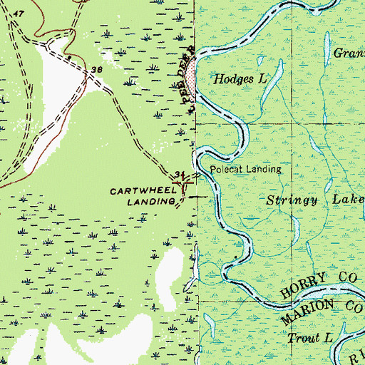 Topographic Map of Cartwheel Landing, SC