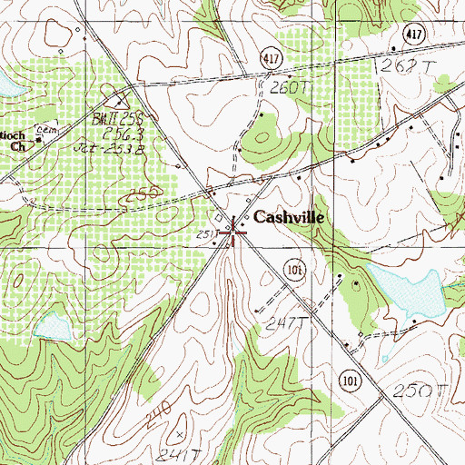 Topographic Map of Cashville, SC