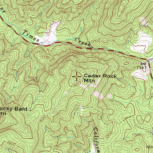 Topographic Map of Cedar Rock Mountain, SC