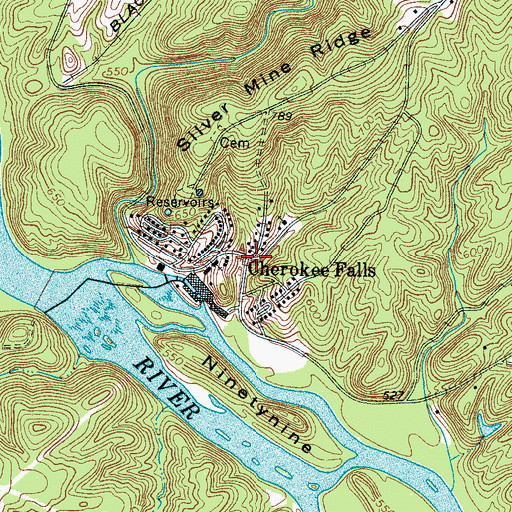 Topographic Map of Cherokee Falls, SC