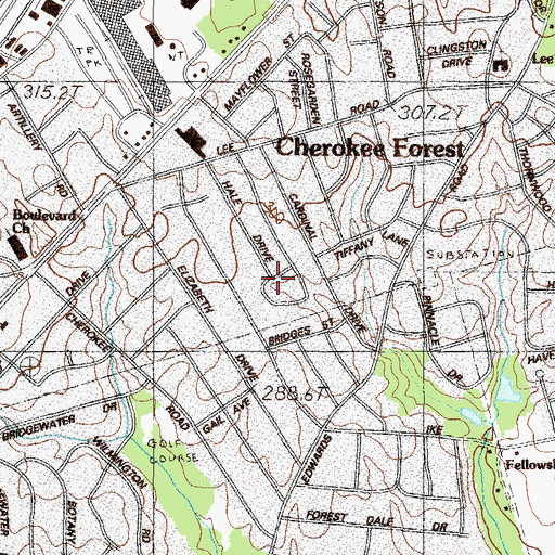 Topographic Map of Cherokee Forest, SC