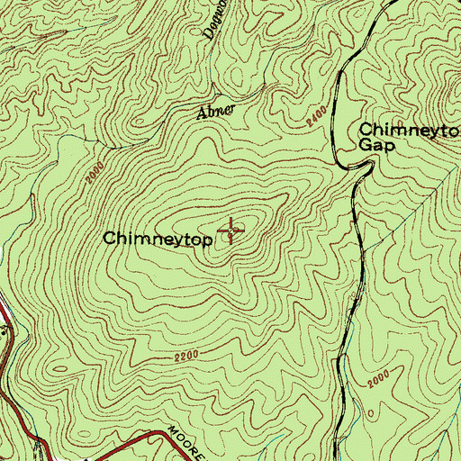 Topographic Map of Chimneytop, SC