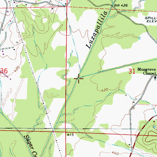 Topographic Map of Moss Creek, AL