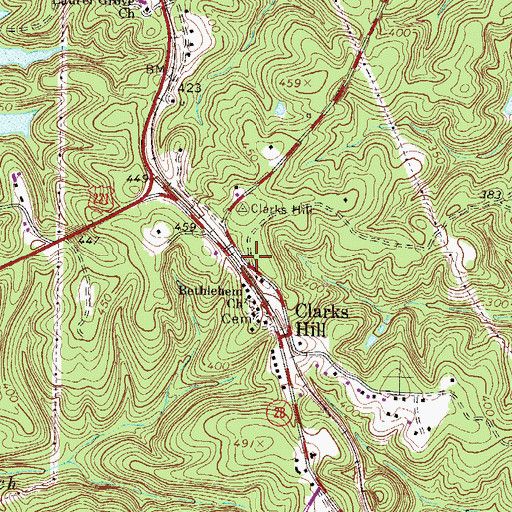 Topographic Map of Clarks Hill, SC
