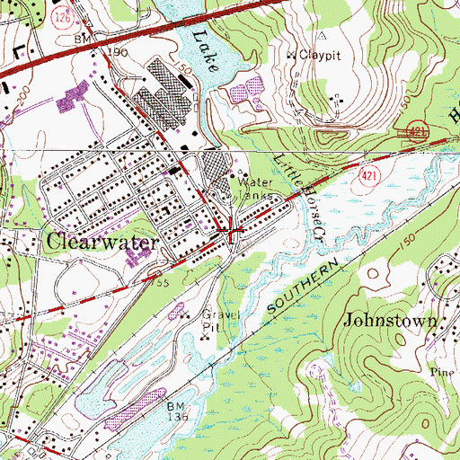 Topographic Map of Clearwater, SC
