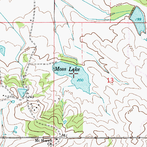 Topographic Map of Moss Lake, AL