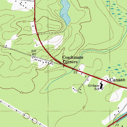 Topographic Map of Coachmans Corners, SC