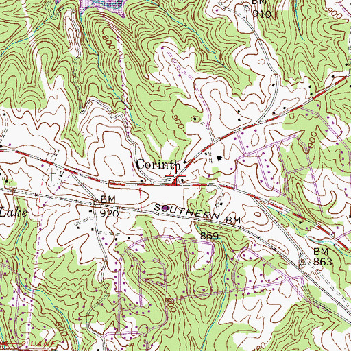 Topographic Map of Corinth, SC