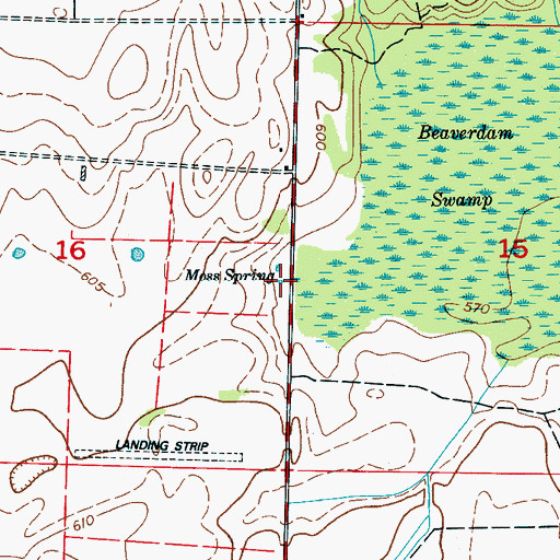 Topographic Map of Moss Spring, AL